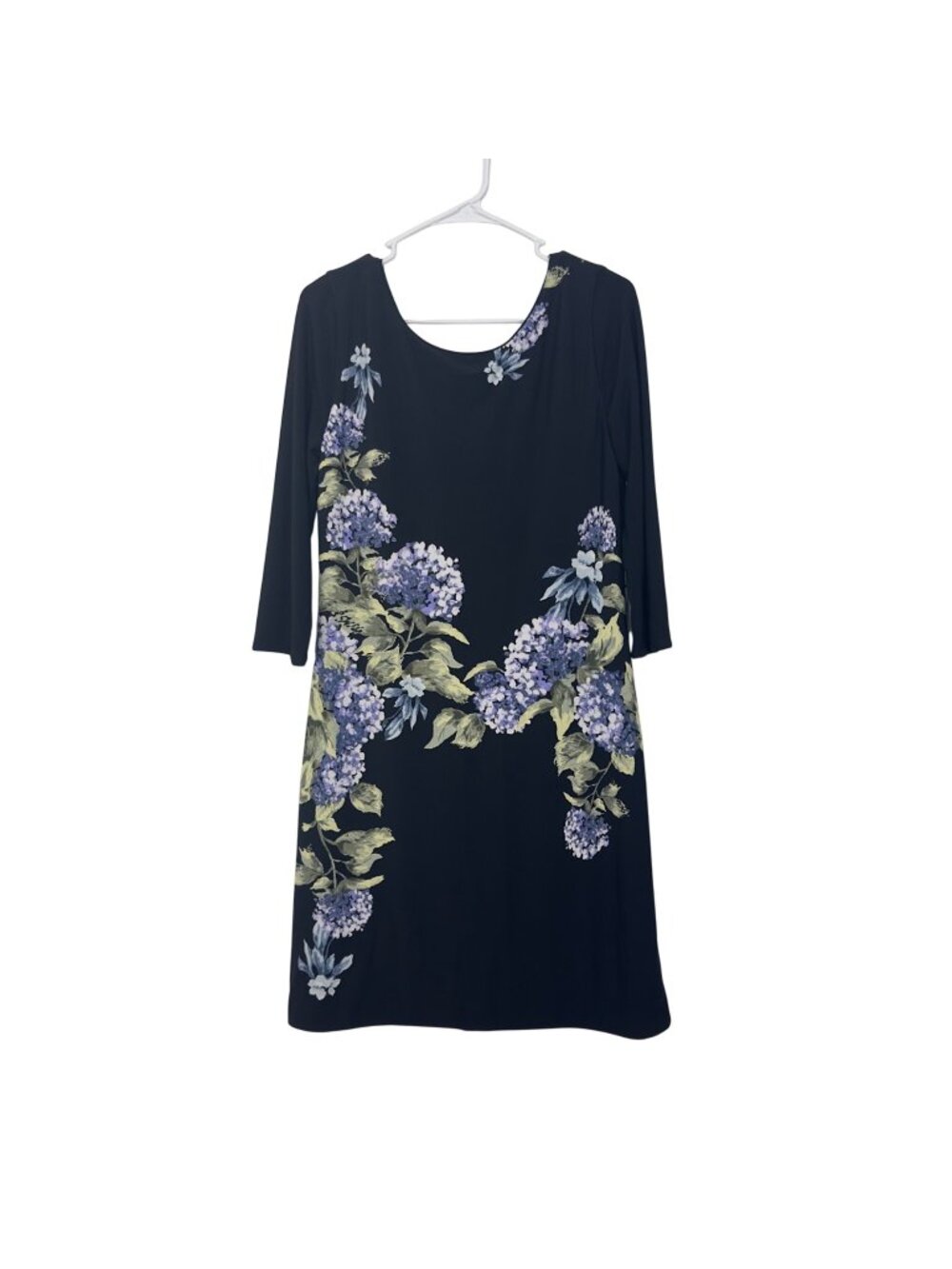 White House Black Market Floral Print Reversible Midi Dress Stretch Black Size M